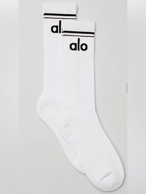 New ALO Unisex Throwback Socks in White and Black